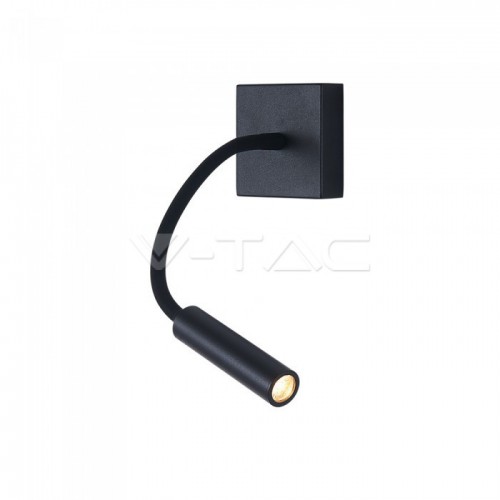 3W LED Стенна Лампа Спалня Черна 3000K