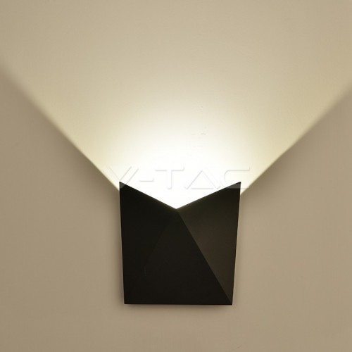 5W LED Стенна Лампа Черна IP65 Една Посока 3000K