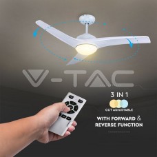 15W LED Тяло/Вентилатор Таван Дистанционно  3 в 1 3 Перки Бяло 60W AC Мотор