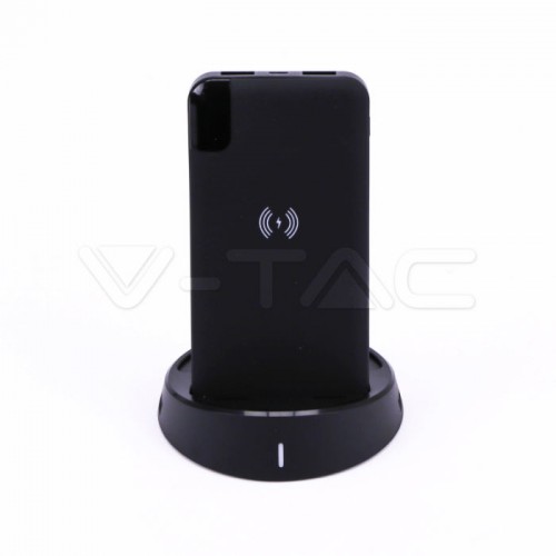 8000 mAh Външна Батерия Безжично Зареждане Дисплей Черна 8000 mAh Външна Батерия Безжично Зареждане Дисплей Черна