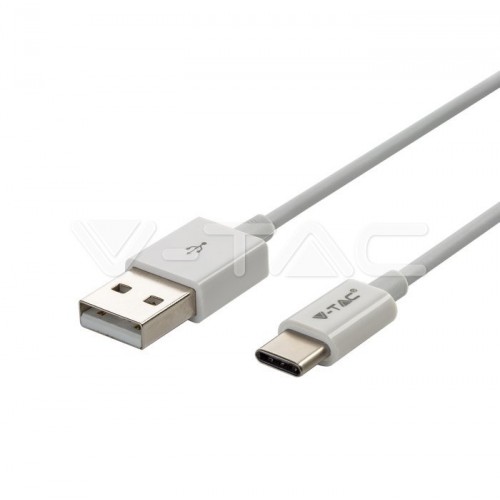 1м. Тип C USB Кабел Бял Серия "Silver"