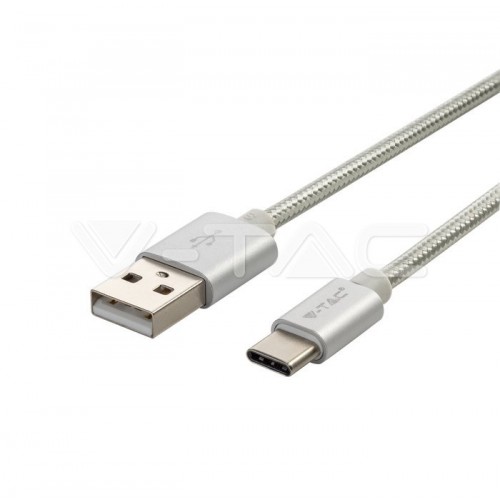 1м. Тип C USB Кабел Сребрист Серия "Platinum"