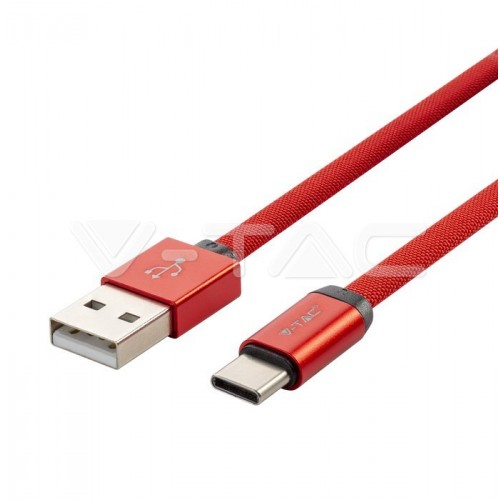 1м. Тип C USB Кабел Червен Серия "Ruby"